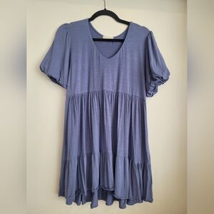 Altar'd State Powder Blue Baby Doll Tunic with Puff Sleeves Size Large